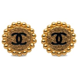 Chanel-Brincos Chanel Gold CC Clip On-Dourado