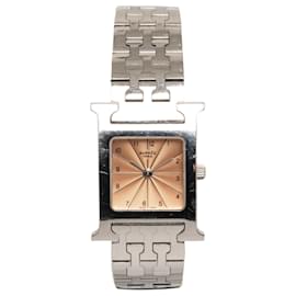 Hermès-Hermes Silver Quartz Heure H Watch-Silvery