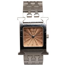 Hermès-Hermes Silver Quartz Heure H Watch-Silvery