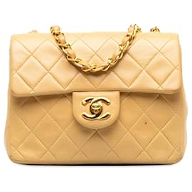 Chanel-Chanel Yellow Mini Square Classic Lambskin Single Flap-Yellow
