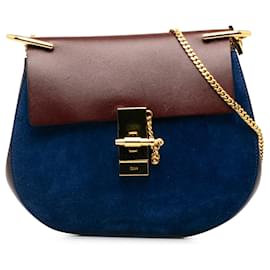 Chloé-Petit sac à bandoulière Drew en cuir suédé bleu Chloe-Bleu