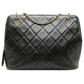 Chanel-Chanel Black Matelasse Lambskin Leather Shoulder Bag-Black