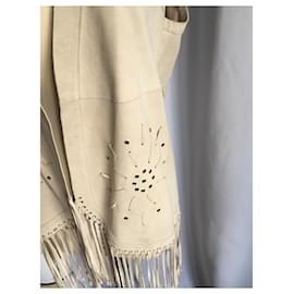 Hôtel Particulier-HOTEL PARTICULIER Long chalk-colored suede vest very good condition TL-Eggshell