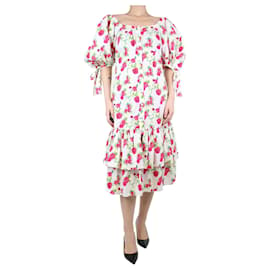 Autre Marque-Multi floral-printed puff-sleeved midi dress - size UK 10-Multiple colors
