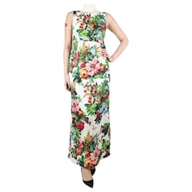 Dolce & Gabbana-Mehrfarbiges, ärmelloses Kleid mit Blumenmuster – Größe UK 8-Mehrfarben