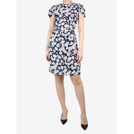 Nina Ricci-Blue floral-printed silk dress - size UK 8-Blue