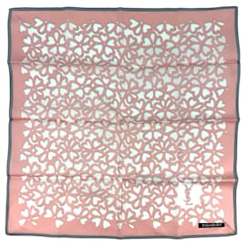 Yves Saint Laurent-Yves Saint Laurent YSL Bandana Sciarpa Sciarpa da donna in cotone rosa Flora FlowerPrint-Multicolore
