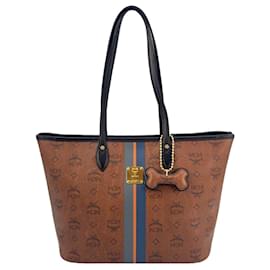 MCM-MCM Top Zip Mini Shopper Bag Bolso de hombro Bolso con asa marrón Pequeño-Castaño