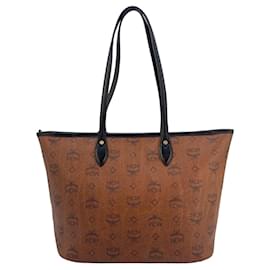 MCM-MCM Top Zip Mini Shopper Bag Shoulder Bag Brown Handle Bag Small-Brown