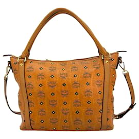 MCM-MCM 2Way Studded Bag Bag Cognac Shoulder Bag Handbag Handle Bag Rivets-Cognac