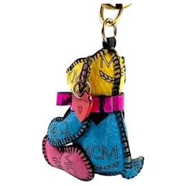 MCM-MCM Zoo Bag Pendant Bear Multi Key Ring Pendant Teddy Pink Blue Key-Multiple colors