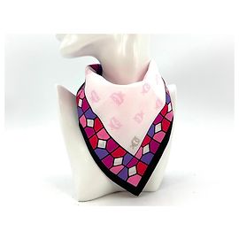Lenço bandana MCM feminino algodão rosa roxo branco com estampa de logotipo Rosa Branco Roxo