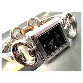 Gucci-GUCCI 120 Ladies Watch 4 Diamonds Armbanduhr Uhr Swiss Made Silber Tornabuoni-Silber