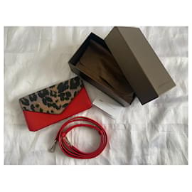 Diane Von Furstenberg-Bolsos de mano-Roja,Estampado de leopardo