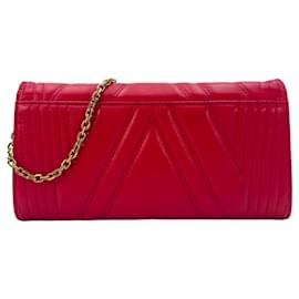 MCM-MCM Tracy Leather Crossbody Wallet Bag Red Clutch Shoulder Bag Quilted-Red