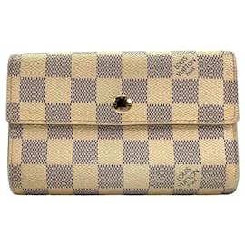 Louis Vuitton-Louis Vuitton Damier Azur Case Purse Wallet Cream Gray + Box-Multiple colors