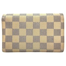 Louis Vuitton-Louis Vuitton Damier Azur Case Purse Wallet Cream Gray + Box-Multiple colors