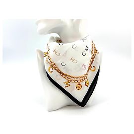 MCM Bandana Sciarpa Sciarpa da donna Cotone Bianco Nero Oro Lettera LogoStampa Multicolore