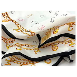 MCM-MCM Bandana Sciarpa Sciarpa da donna Cotone Bianco Nero Oro Lettera LogoStampa-Multicolore