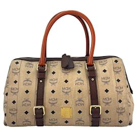 MCM-MCM Visetos Handbag Ivory Brown Bag Handle Bag LogoPrint Medium-Multiple colors
