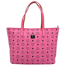 MCM-MCM Top Zip Shopper Bag Handbag Handle Bag Pink Medium Logo-Pink