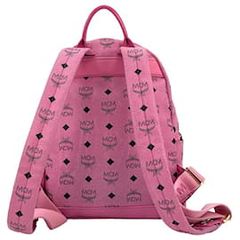 MCM-Mcm Stark Backpack 2 in 1 Backpack Small Pink Logo Print Bag Bag Pochette-Pink