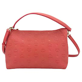 MCM-MCM Klara leather hobo bag 2Way shoulder bag handbag bag bag coral red-Coral
