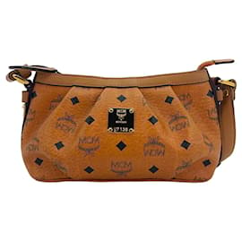 MCM-MCM handbag bag bag Visetos shoulder bag small cognac logo print-Cognac