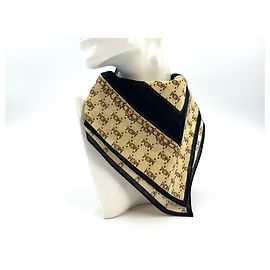 Lenço bandana MCM feminino algodão creme preto dourado logoprint Multicor
