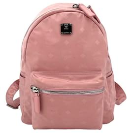 MCM-Mochila MCM Nylon Mochila Pequeña Rosa Plata LogoPrint Rosa Viejo-Otro