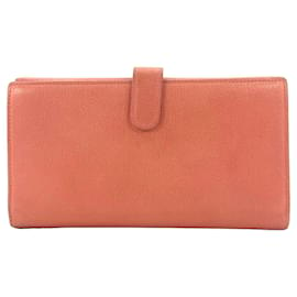Chanel-CHANEL leather wallet case pink old pink dark pink cream wallet-Other