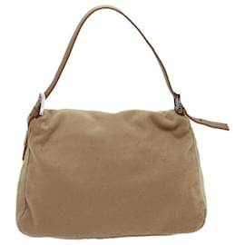 Fendi-FENDI Mamma Baguette Umhängetasche Wolle Beige Auth 64454-Beige