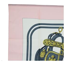Hermès-HERMES CARRE 90 BRIDES de GALA Scarf Silk Pink Auth am5628-Pink