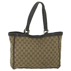 Gucci-GUCCI GG Lona Abbey Tote Bag Bege 146247 Auth yk10160-Bege