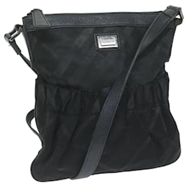 Burberry-BURBERRY Nova Check Shoulder Bag Nylon Black Auth 64656-Black