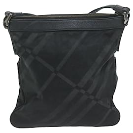 Burberry-BURBERRY Nova Check Shoulder Bag Nylon Black Auth 64656-Black