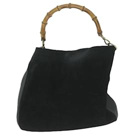 Gucci-GUCCI Bamboo Shoulder Bag Suede 2way Black 001 1781 1577 auth 61900-Black