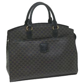 Céline CELINE Borsa a mano in tela macadam PVC Marrone Nero Auth 64827 Marrone Nero