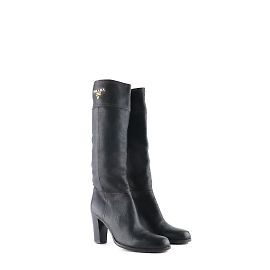 PRADA - Black leather heeled boots (size 36.5) Black