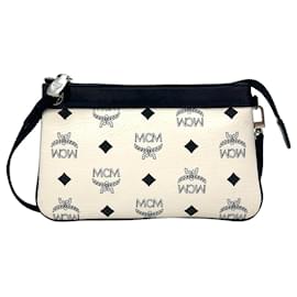 MCM-MCM Visetos Etui Pochette mini Bag Cosmetic Bag Small White Black Bag Logo-White