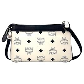 MCM-MCM Visetos Etui Pochette mini Bag Cosmetic Bag Small White Black Bag Logo-White