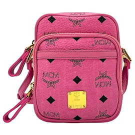 MCM-MCM Visetos Crossbody Bag Messenger Pink LogoPrint Umhängetasche Small-Pink