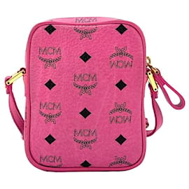 MCM-MCM Visetos Crossbody Bag Messenger Pink LogoPrint Umhängetasche Small-Pink