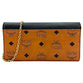 MCM-MCM Tracy Crossbody Wallet Bag Cognac Black Clutch Shoulder Bag Logo-Black,Cognac