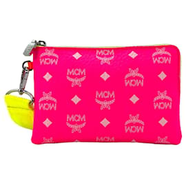 MCM-MCM Etui Pochette Cosmetic Bag Neon Pink Orange Bag LogoPrint Pochette-Rose,Orange,Jaune