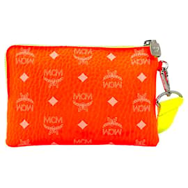 MCM-MCM Etui Pochette Cosmetic Bag Neon Pink Orange Bag LogoPrint Clutch Pouch-Pink,Orange,Yellow