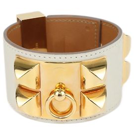 Hermès Bracciale Hermes Crema Collier de Chien placcato oro D'oro