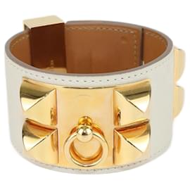 Hermès Hermes Cream Collier de Chien Gold Plated Bracelet Golden