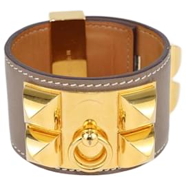 Hermès-Bracciale Hermes Etoupe Collier de Chien placcato oro-D'oro