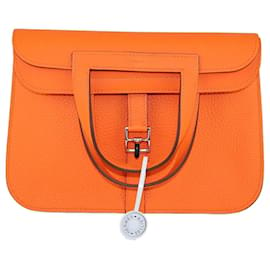 Hermès-Bolso Hermes Naranja Amapola Halzan-Naranja